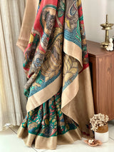 Dashavtaram Theme Pure Banarsi Munga Silk Kalamkari Saree