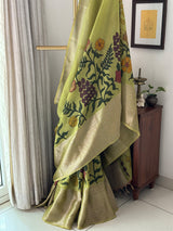 Floral Pure Kanjivaram Silk Kalamkari Saree