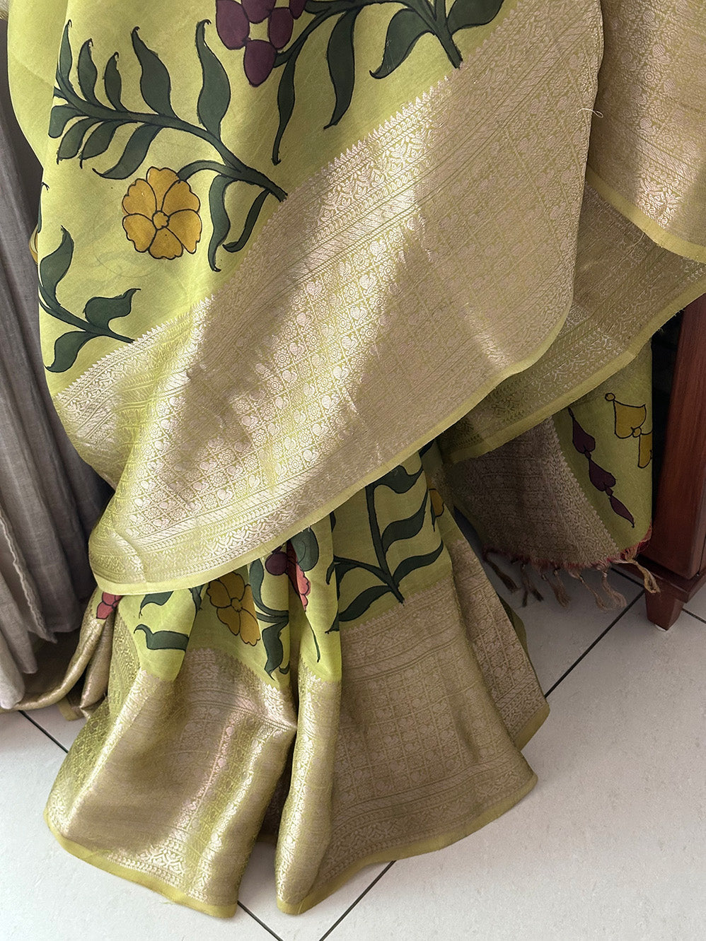 Floral Pure Kanjivaram Silk Kalamkari Saree