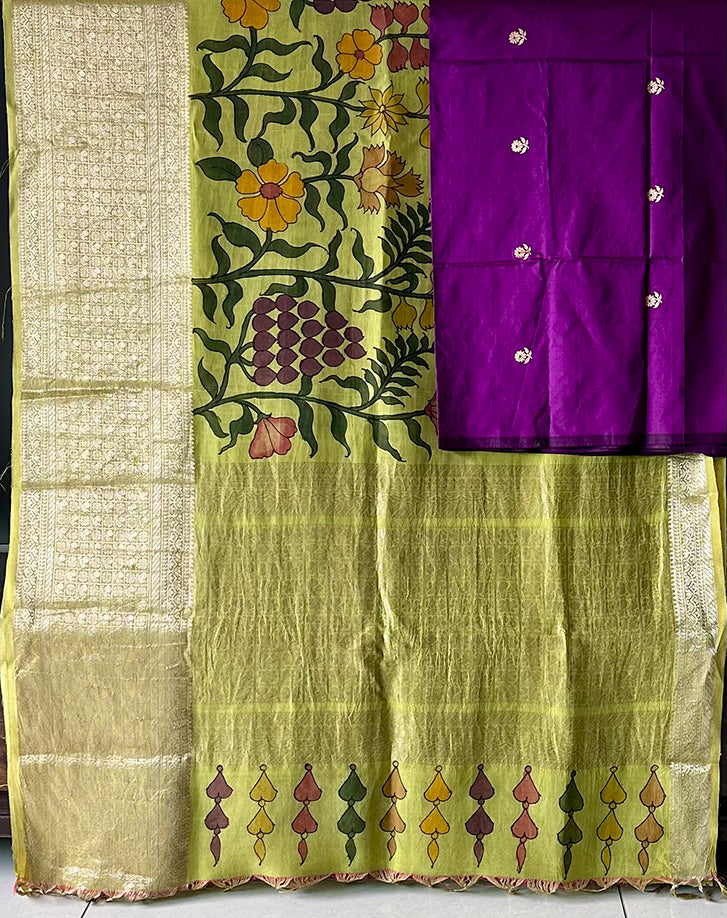 Floral Pure Kanjivaram Silk Kalamkari Saree