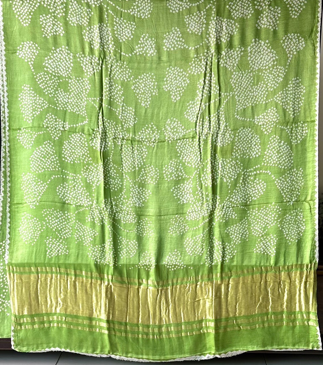 Pure Gajji Silk Half And Half Bandhani Saree