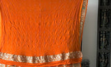 Dual Shade Orange Exclusive Handloom Pure Banarsi Georgette Bandhani Saree