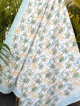Jungle Tales Handblock Printed  Layered Kids Quilt