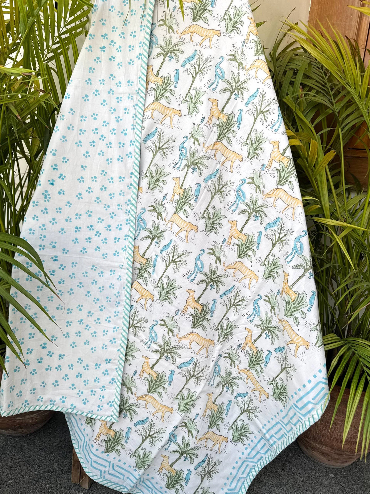 Jungle Tales Handblock Printed  Layered Kids Quilt