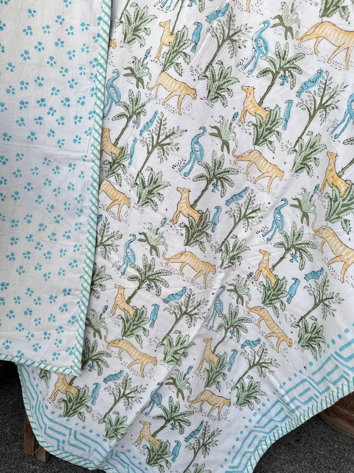 Jungle Tales Handblock Printed  Layered Kids Quilt
