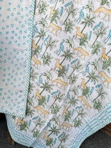 Jungle Tales Handblock Printed  Layered Kids Quilt
