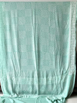 Light Sea Green Pure Banarsee Georgette Bandhani Saree with Machine Embroidery