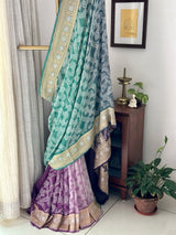 Multicolored Pure Banarsi Georgette Bandhani Saree