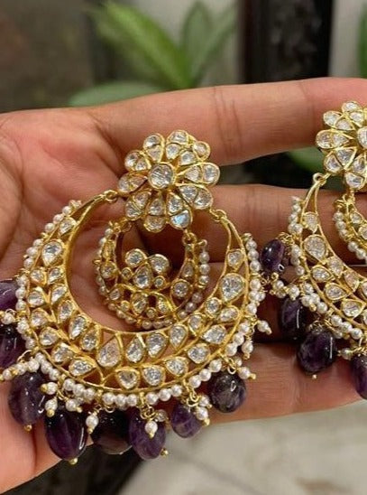 Charming Jhoomar Gold Chandbali Earrings