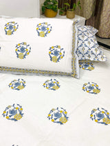 Jaipur hand block printed cotton bedsheet with boutique motifs