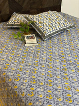 Jaipur hand block printed cotton bedsheet with floral motifs