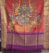 Durga Maa Handloom Kanchi Pattu Kalamkari Dupatta