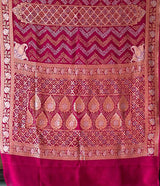 Magenta Pure Banarasi Gerogette Bandhani Saree