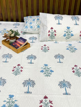 Palm print bedsheet with matching pillow covers