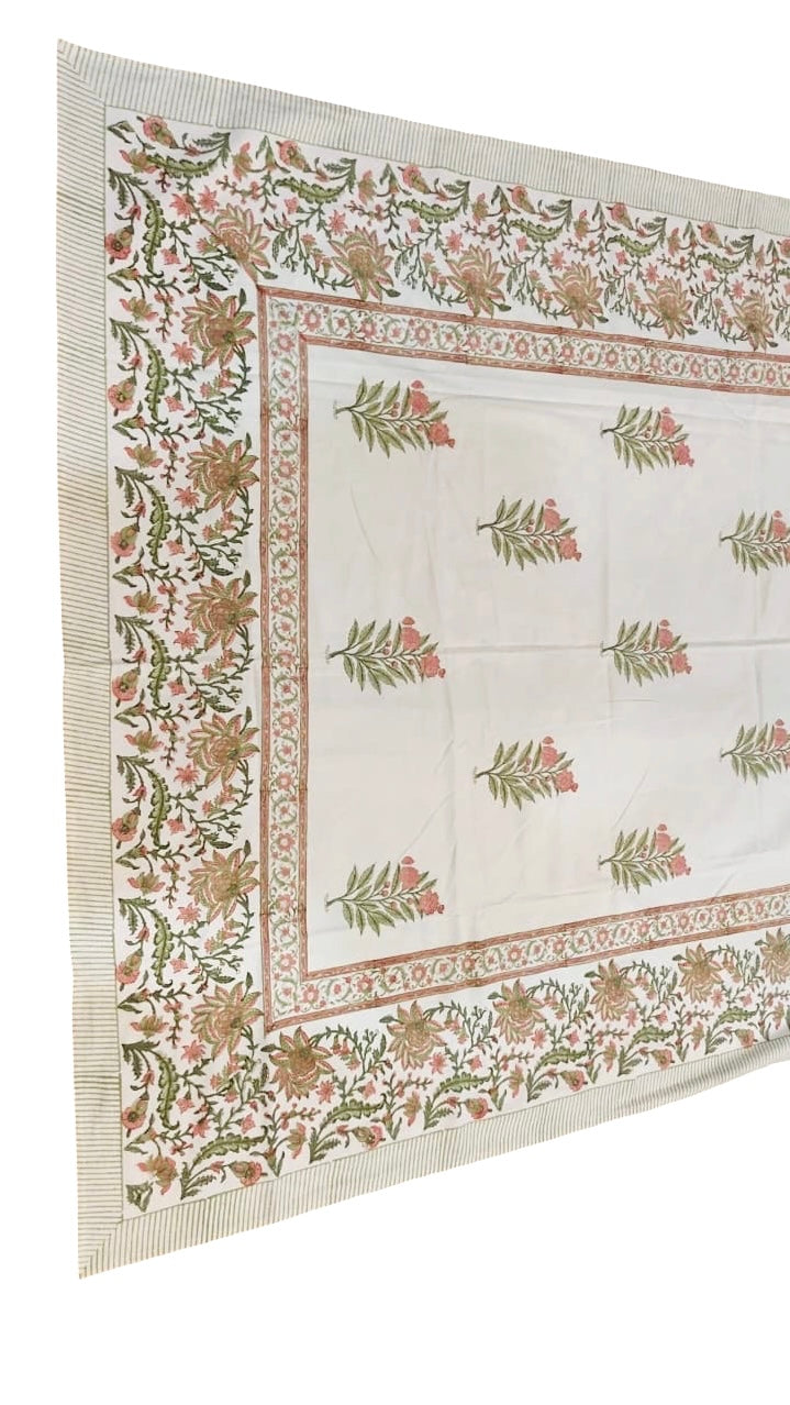 Floral Prestige Hand Blockprinted 6-Seater Table Cover