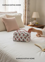 Minimal Red Floral Handcrafted Multipurpose Vanity bag