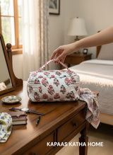 Minimal Red Floral Handcrafted Multipurpose Vanity bag