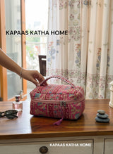 Modern Ethnic Handcrafted Travel Organizer Vanity Bag (with Zip Closure)