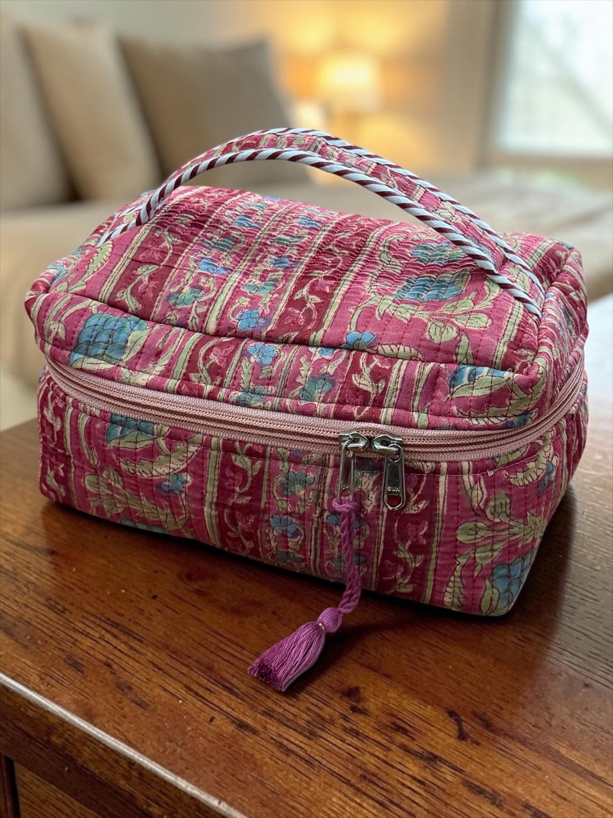 Modern Ethnic Handcrafted Travel Organizer Vanity Bag (with Zip Closure)