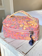 Everyday Use Cotton Handcrafted Multipurpose Toiletry Vanity Bag (with Zip Closure)