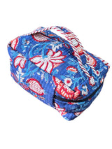 Vibrant Lightweight Floral Block Print Handcrafted Organizer Vanity Bag (with Zip Closure)