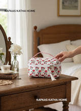 Easy Carry Lightweight Handcrafted  Quilted Vanity Bag (with Zip Closure)
