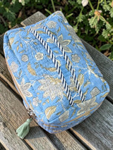 Elegant Spacious Floral Block Print Handcrafted  Vanity Bag (with Zip Closure)