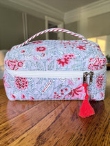 Premium Floral Pattern Lightweight Quilted Organizer Vanity Bag