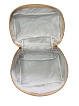 Elegant Spacious Floral Block Print Handcrafted  Vanity Bag (with Zip Closure)