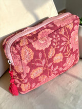 Artisan Petal Block Print Handcrafted Multipurpose Organizer Pouch (with Zip Closure)