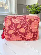 Artisan Petal Block Print Handcrafted Multipurpose Organizer Pouch (with Zip Closure)
