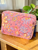 Everyday Use Cotton Handcrafted Travel Pouch (with Zip Closure)