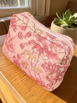Elegant Lightweight Block Print Design Handcrafted Travel Pouch (with Zip Closure)