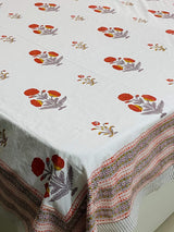 Premium Indian cotton bedsheet with elegant poppy flower print