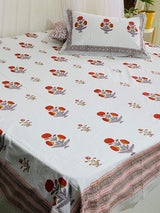 Premium cotton fitted bedsheet with elastic and floral print