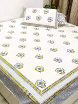 Premium cotton fitted bedsheet with elastic and parrot print