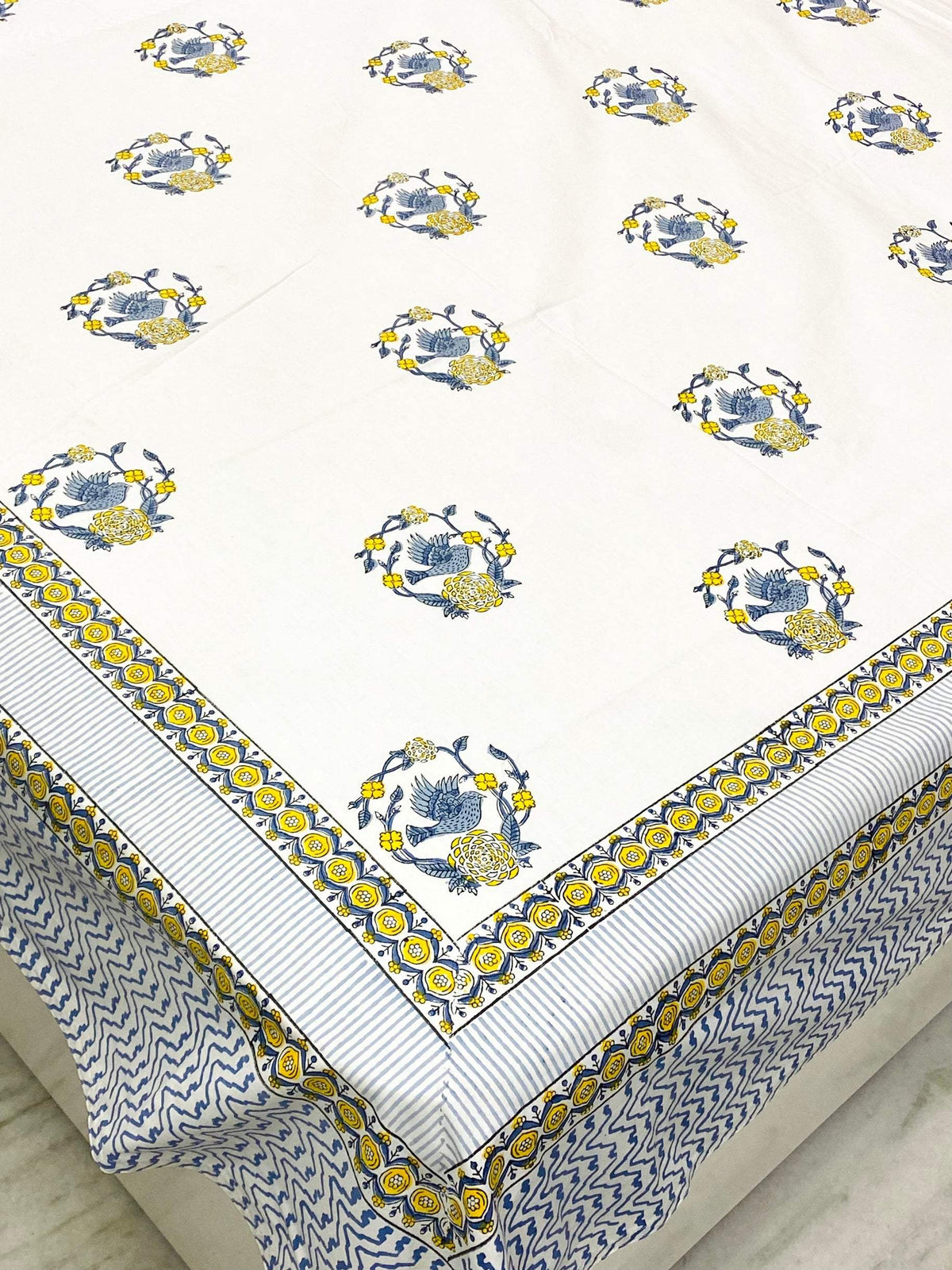 Premium elasticated bedsheet with traditional Jaipur block print