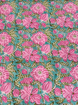 Premium hand block printed floral bedsheet