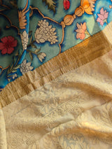 rangrekha-sutra-pure-banarasi-georgette-kalamkari-saree-with-lucknow-hand-chikankari