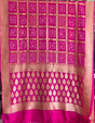 Rani-pink-pure-banarasi-georgette-gharchola-bandhani-saree