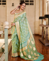 Serene Green Banarasi Georgette Bandhani Saree
