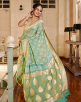 Serene Green Banarasi Georgette Bandhani Saree