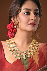 Exquisite Handcrafted Moissanite Polki Necklace and Earrings