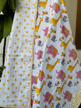 Safari animals print blanket handmade in Jaipur