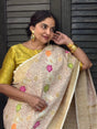 Shwet Pushpanjali - Handloom Munga Silk Bandhani Saree