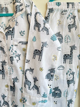 Grey Black Giraffe Kids Night Suit Set