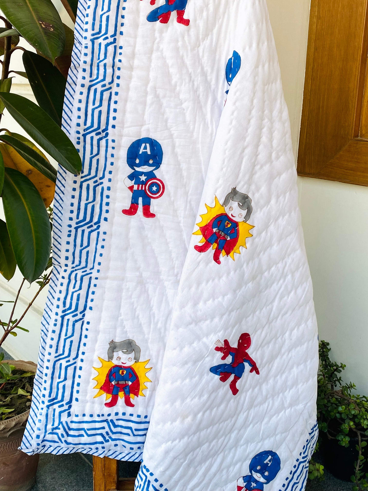 Super_hero_kids_AC_quilt blockprint in india