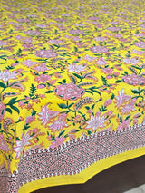 Traditional Indian block print floral bedsheet