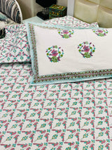 Traditional hand block printed bedsheet in soft cotton fabric