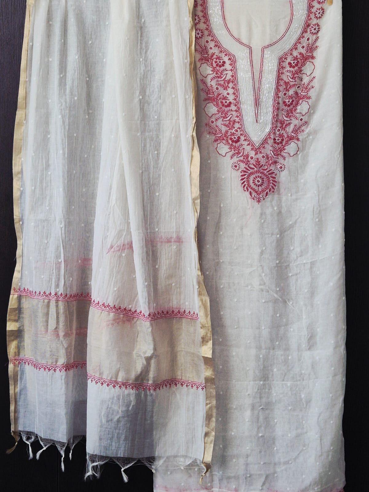 Under-the-Shade-of-Stars- Chikankari Chanderi-Mul-Unstitched-Suit-Set